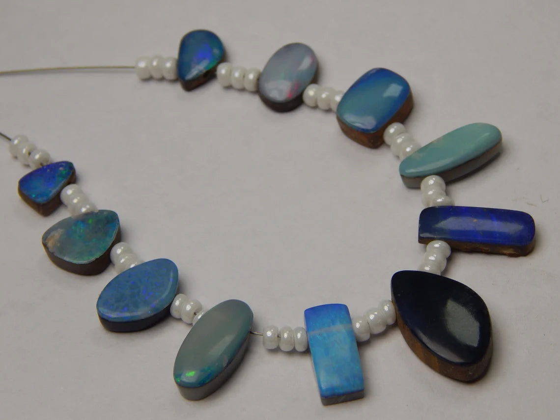 Australian Doublet Opal Beads: Mix Shape, 37.30 Carat