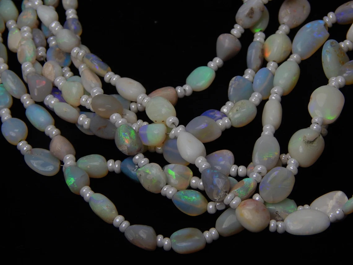 Australian Opal Nugget Beads, 4 Strands 286 Carat Size 4x6 To 9x16 MM Approx
