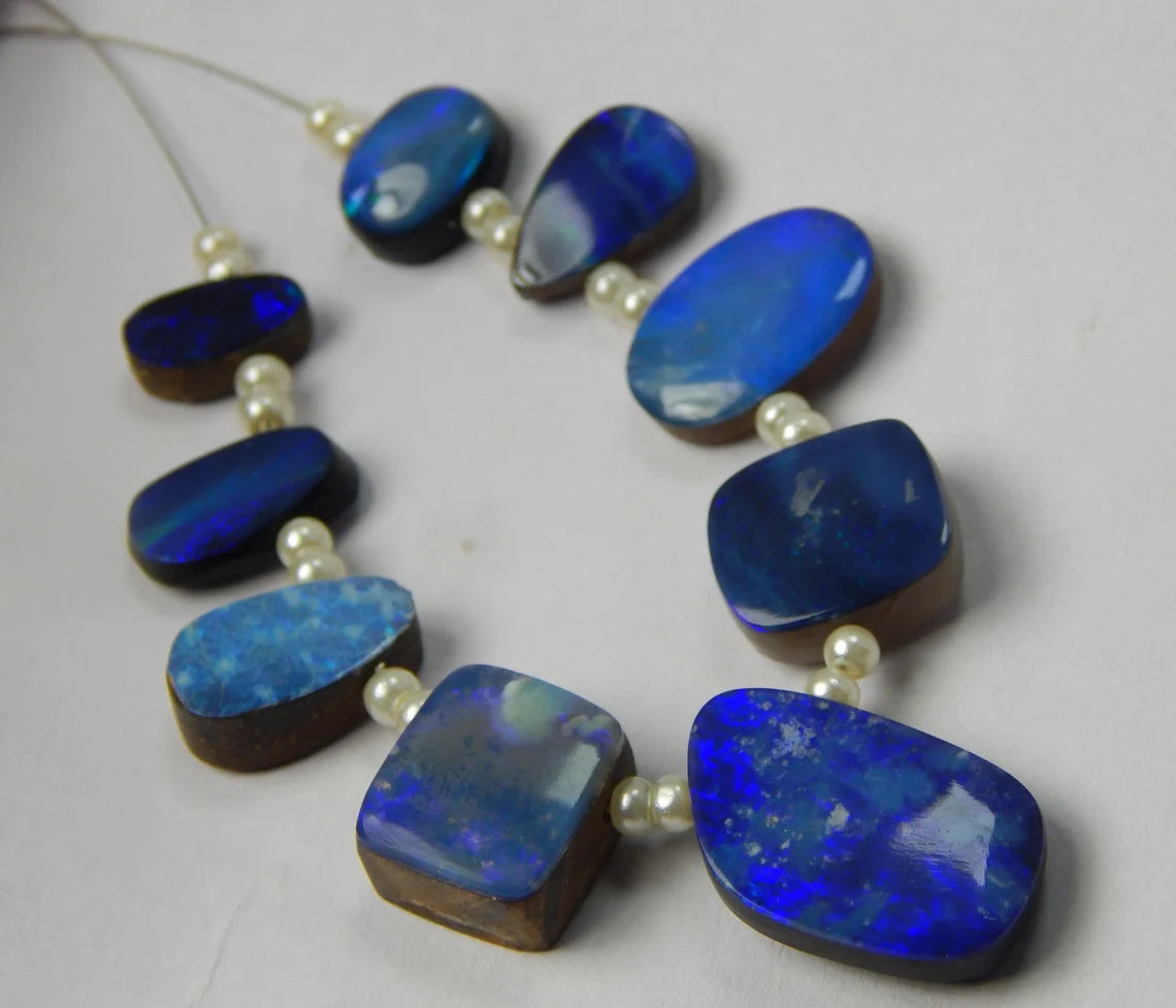 AAA Australian Doublet Opal Beads: 54 Carat Mix Shape Layout Strip