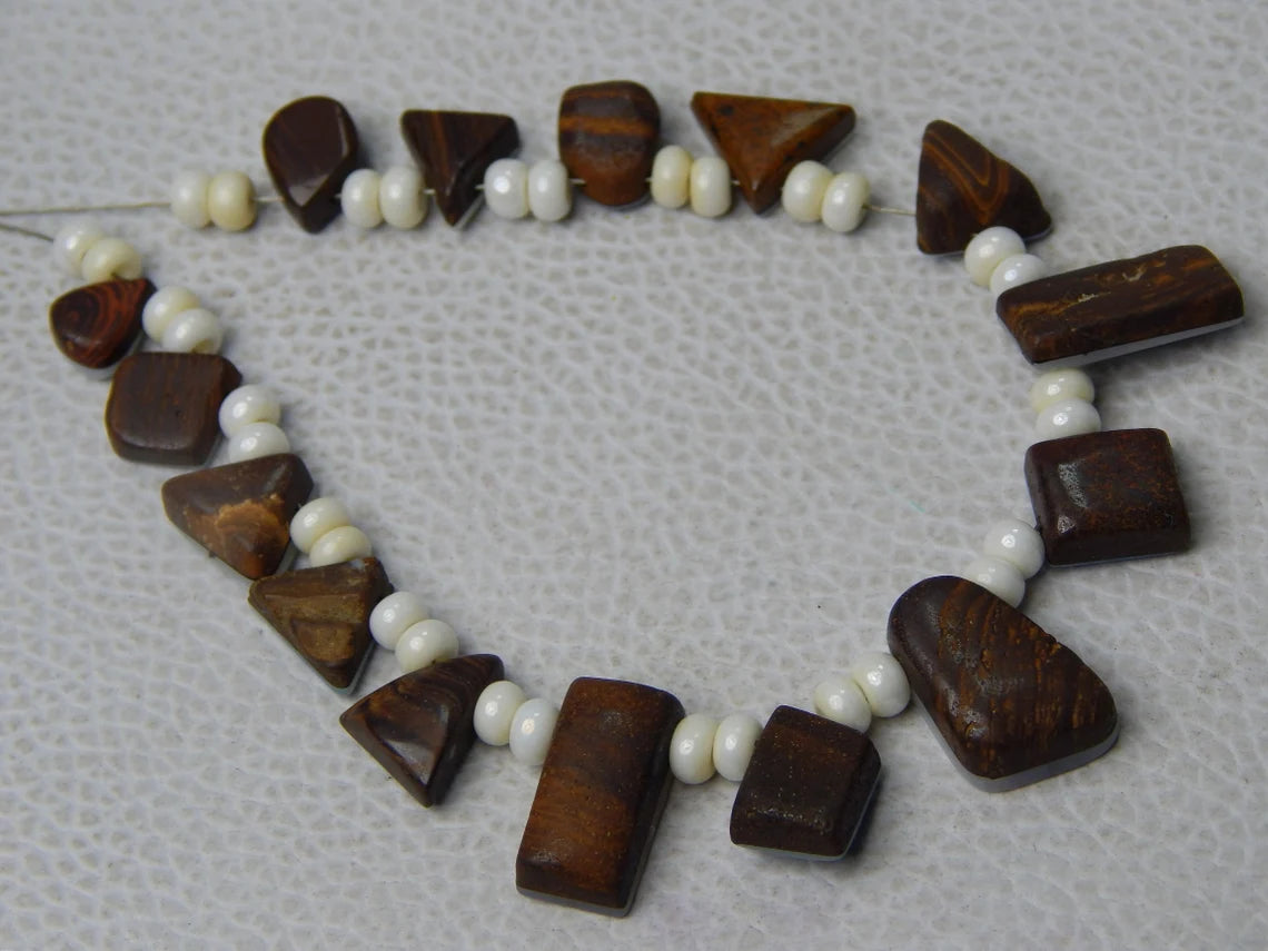 Australian Doublet Opal Beads: 44.70 Carat Mix Shape Gemstone Strip