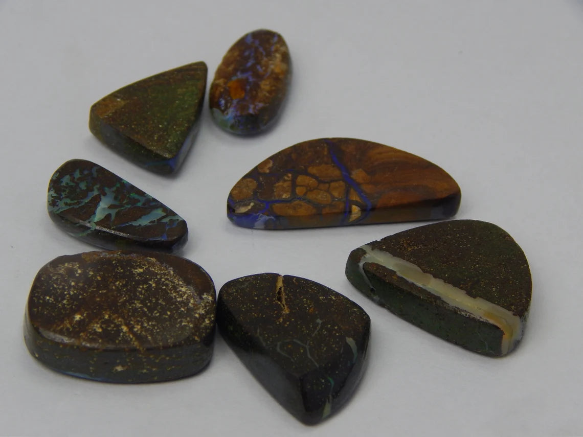Boulder Opal Cabochons: 149 Carat, 7 Mixed Shapes (11x21-13x22mm Lots)