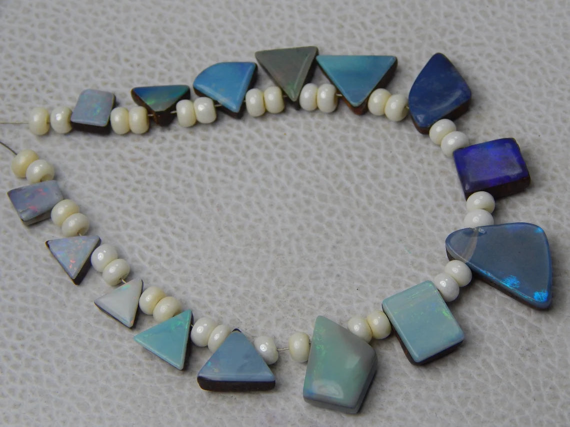 Australian Doublet Opal Beads: 44.70 Carat Mix Shape Gemstone Strip