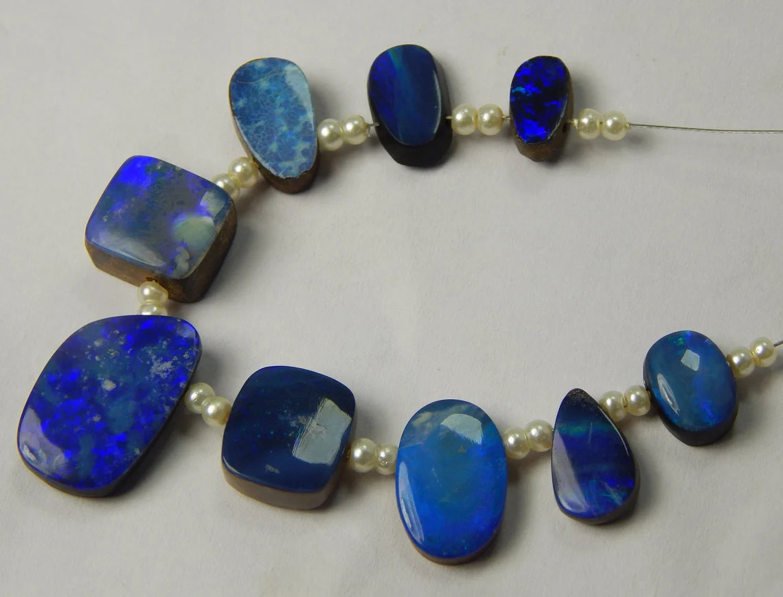 AAA Australian Doublet Opal Beads: 54 Carat Mix Shape Layout Strip
