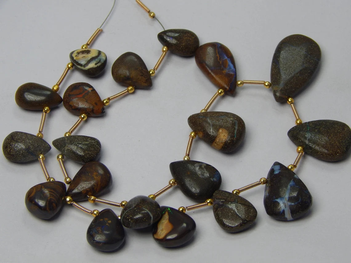 Boulder Opal Tumbled, Beads Unpolished, 192 Carat Fine Quality Size 9x12 To 22x14 mm