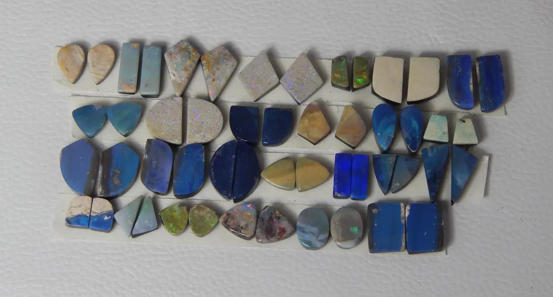 Australian Doublet Opal Cabochon Lot: Natural Gemstone Fancy Shapes, 170 Carat