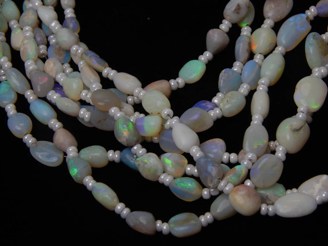 Australian Opal Nugget Beads, 4 Strands 286 Carat Size 4x6 To 9x16 MM Approx