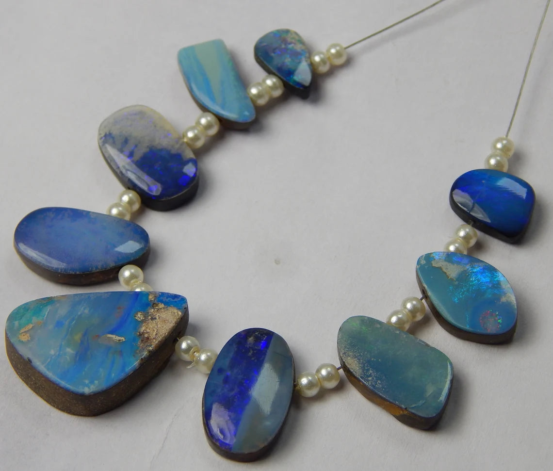 Australian Doublet Opal, 60 Carat, Layout Beads, Mix Shape, Size 15x22x6 To 10x7x3 MM