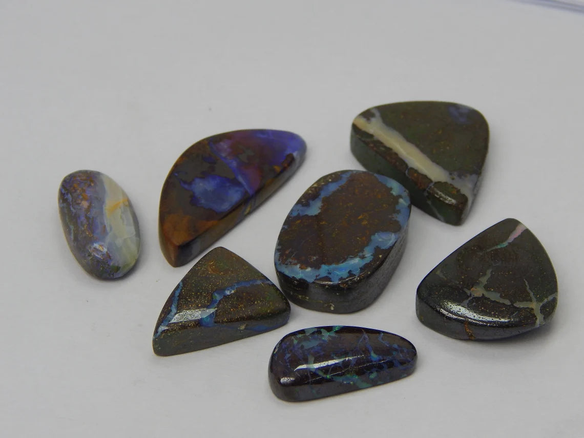 Boulder Opal Cabochons: 149 Carat, 7 Mixed Shapes (11x21-13x22mm Lots)