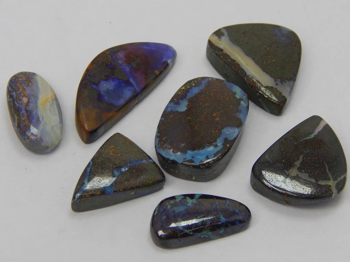 Boulder Opal Cabochons: 149 Carat, 7 Mixed Shapes (11x21-13x22mm Lots)