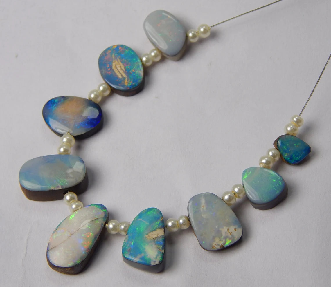 Australian Doublet Opal, 44 Carat, Layout Beads, Mix Shape, Size 17x9x5 To 7x6x3 MM