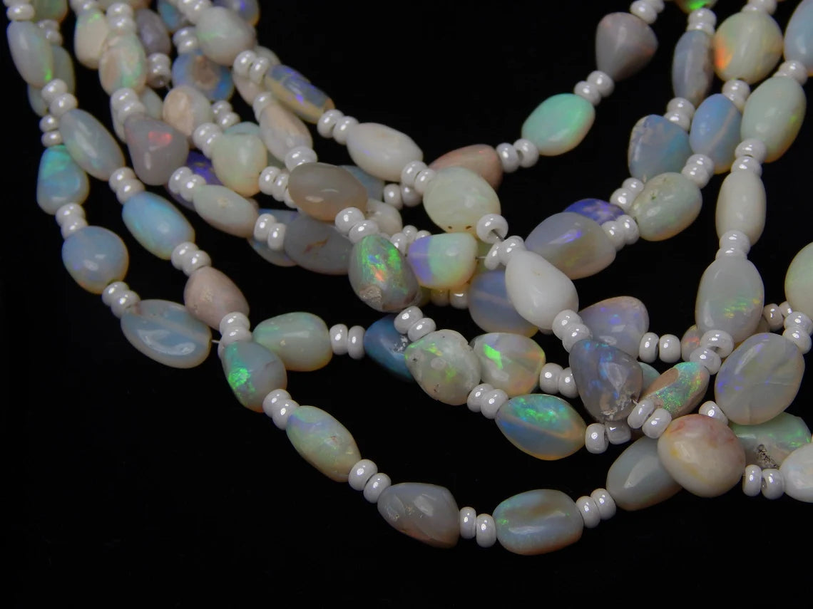 Australian Opal Nugget Beads, 4 Strands 286 Carat Size 4x6 To 9x16 MM Approx