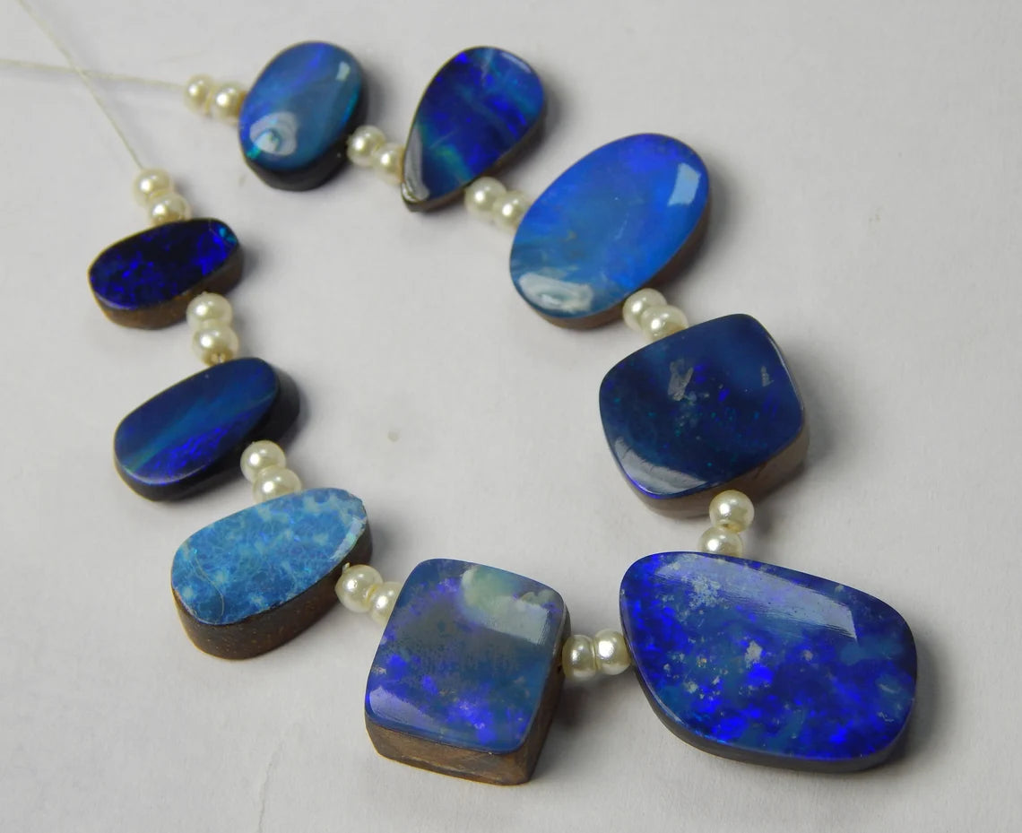 AAA Australian Doublet Opal Beads: 54 Carat Mix Shape Layout Strip