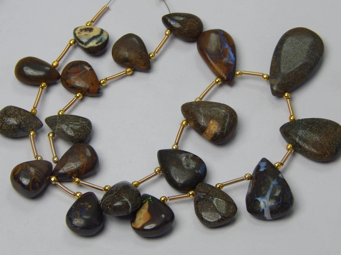 Boulder Opal Tumbled, Beads Unpolished, 192 Carat Fine Quality Size 9x12 To 22x14 mm