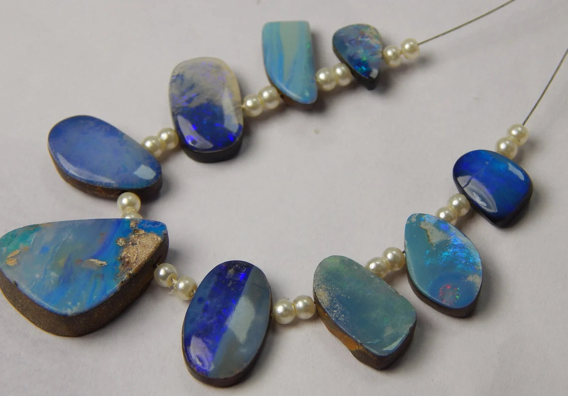 Australian Doublet Opal, 60 Carat, Layout Beads, Mix Shape, Size 15x22x6 To 10x7x3 MM