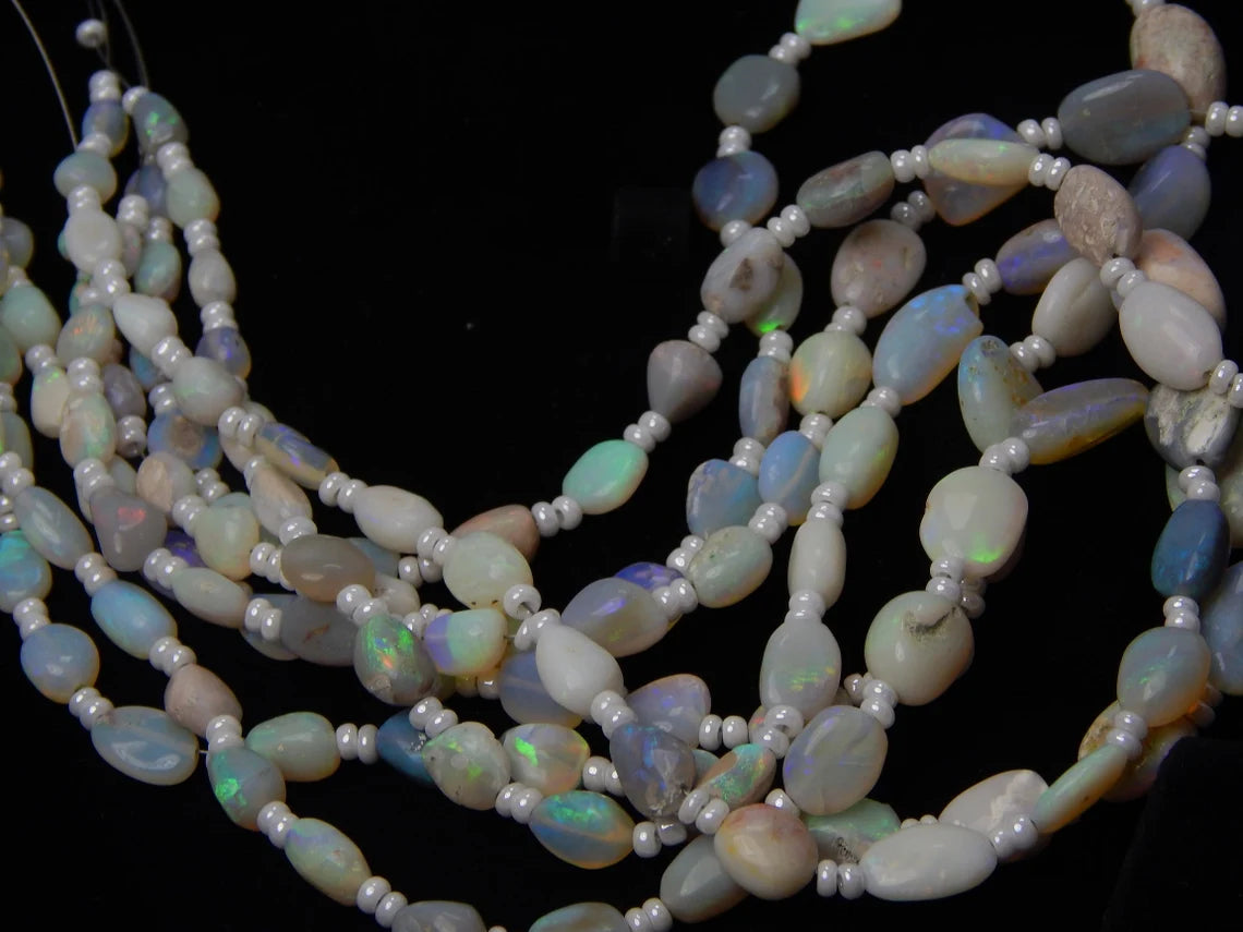 Australian Opal Nugget Beads, 4 Strands 286 Carat Size 4x6 To 9x16 MM Approx