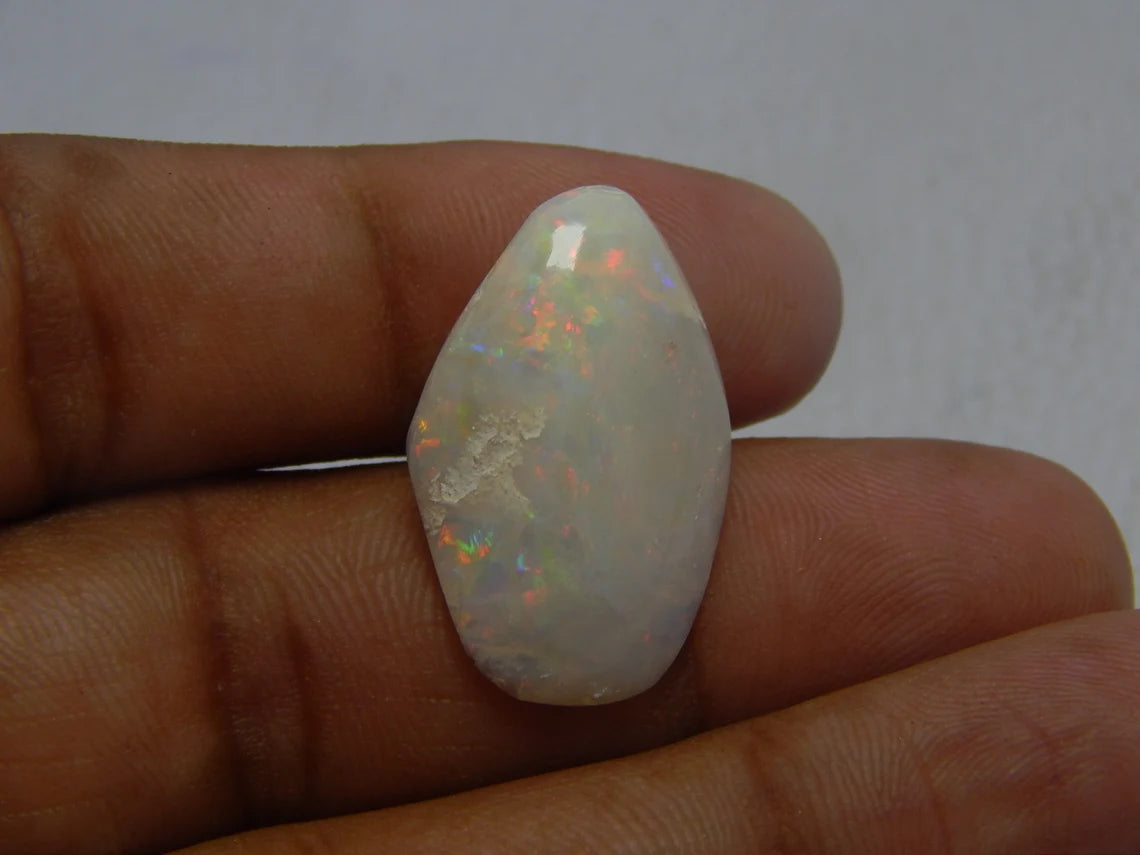 Australian Opal Fossilized Shell Fancy Shape Gemstone Shell 16.65 Carat Size 27X17 MM