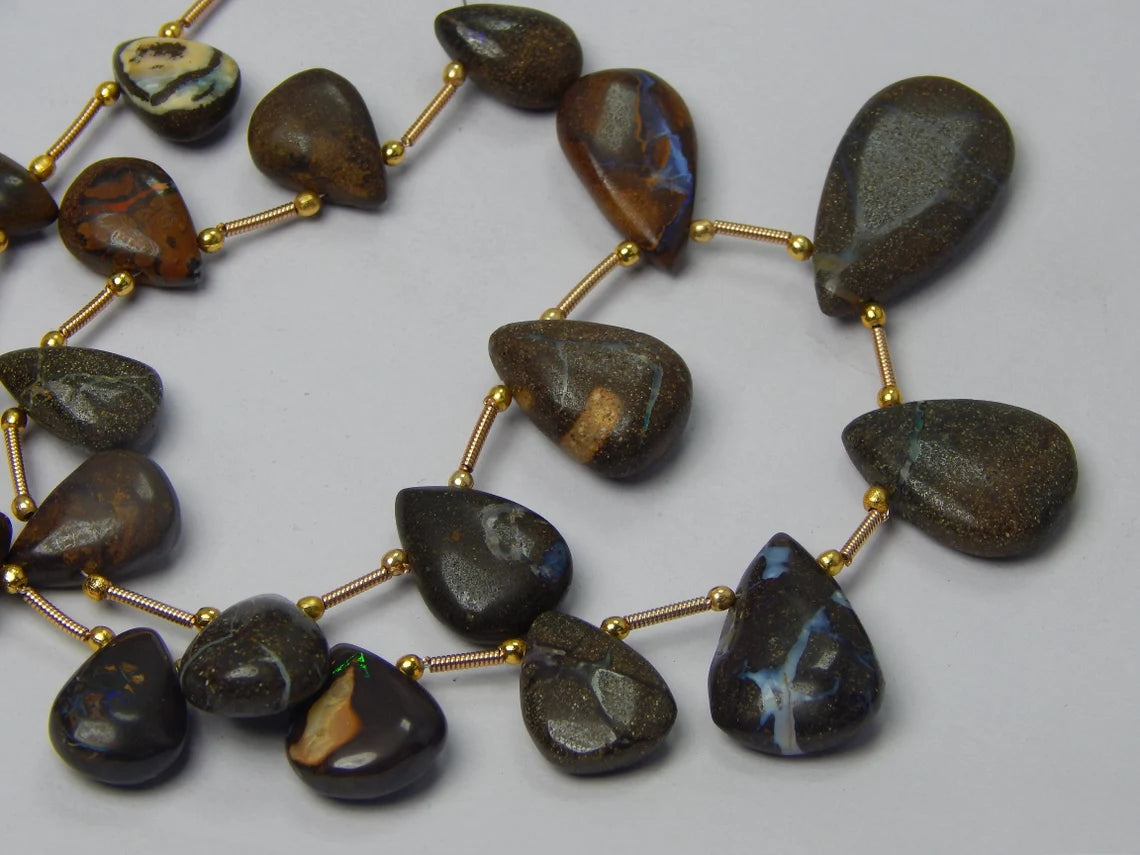 Boulder Opal Tumbled, Beads Unpolished, 192 Carat Fine Quality Size 9x12 To 22x14 mm