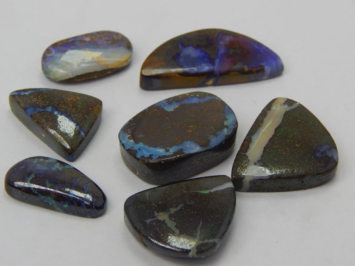 Boulder Opal Cabochons: 149 Carat, 7 Mixed Shapes (11x21-13x22mm Lots)