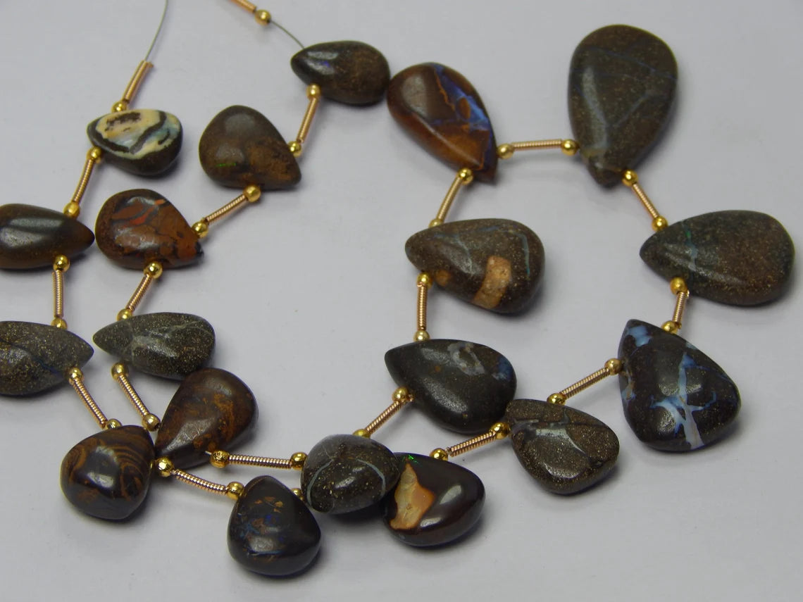 Boulder Opal Tumbled, Beads Unpolished, 192 Carat Fine Quality Size 9x12 To 22x14 mm