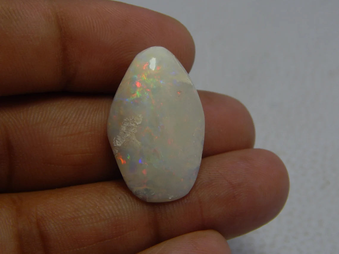 Australian Opal Fossilized Shell Fancy Shape Gemstone Shell 16.65 Carat Size 27X17 MM
