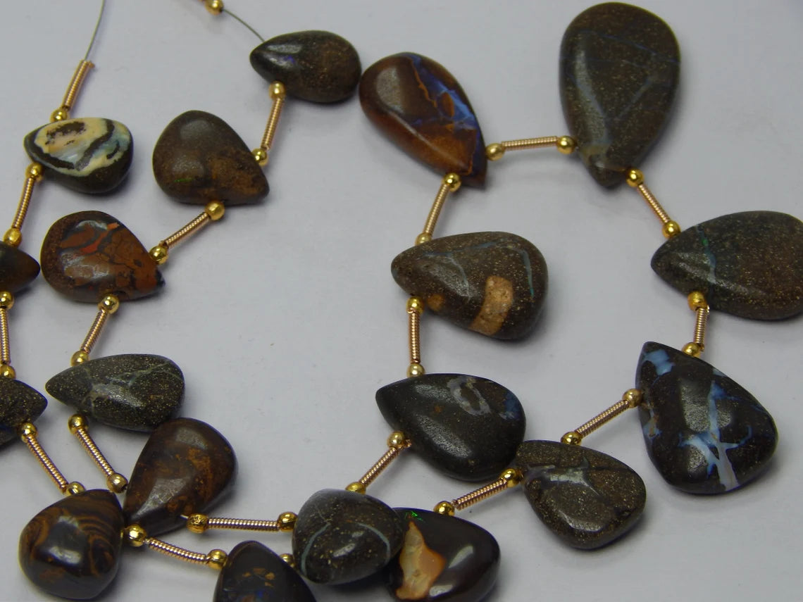 Boulder Opal Tumbled, Beads Unpolished, 192 Carat Fine Quality Size 9x12 To 22x14 mm