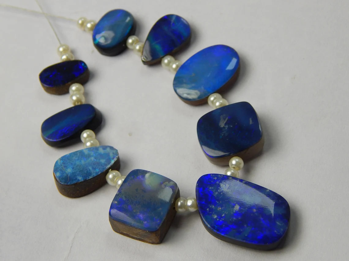 AAA Australian Doublet Opal Beads: 54 Carat Mix Shape Layout Strip
